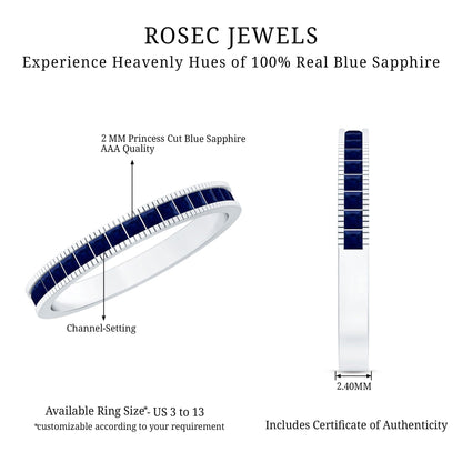 Natural Blue Sapphire Half Eternity Ring in Channel Set