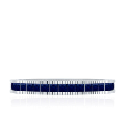 Natural Blue Sapphire Half Eternity Ring in Channel Set