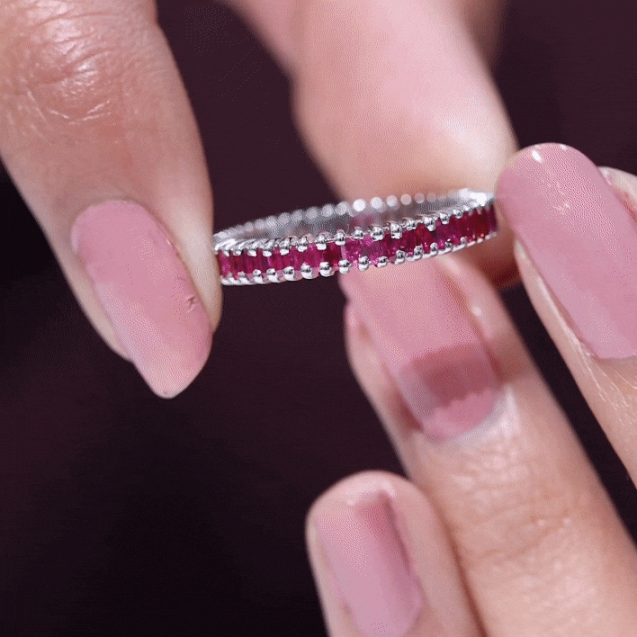 Real Baguette Ruby Full Eternity Ring for Women