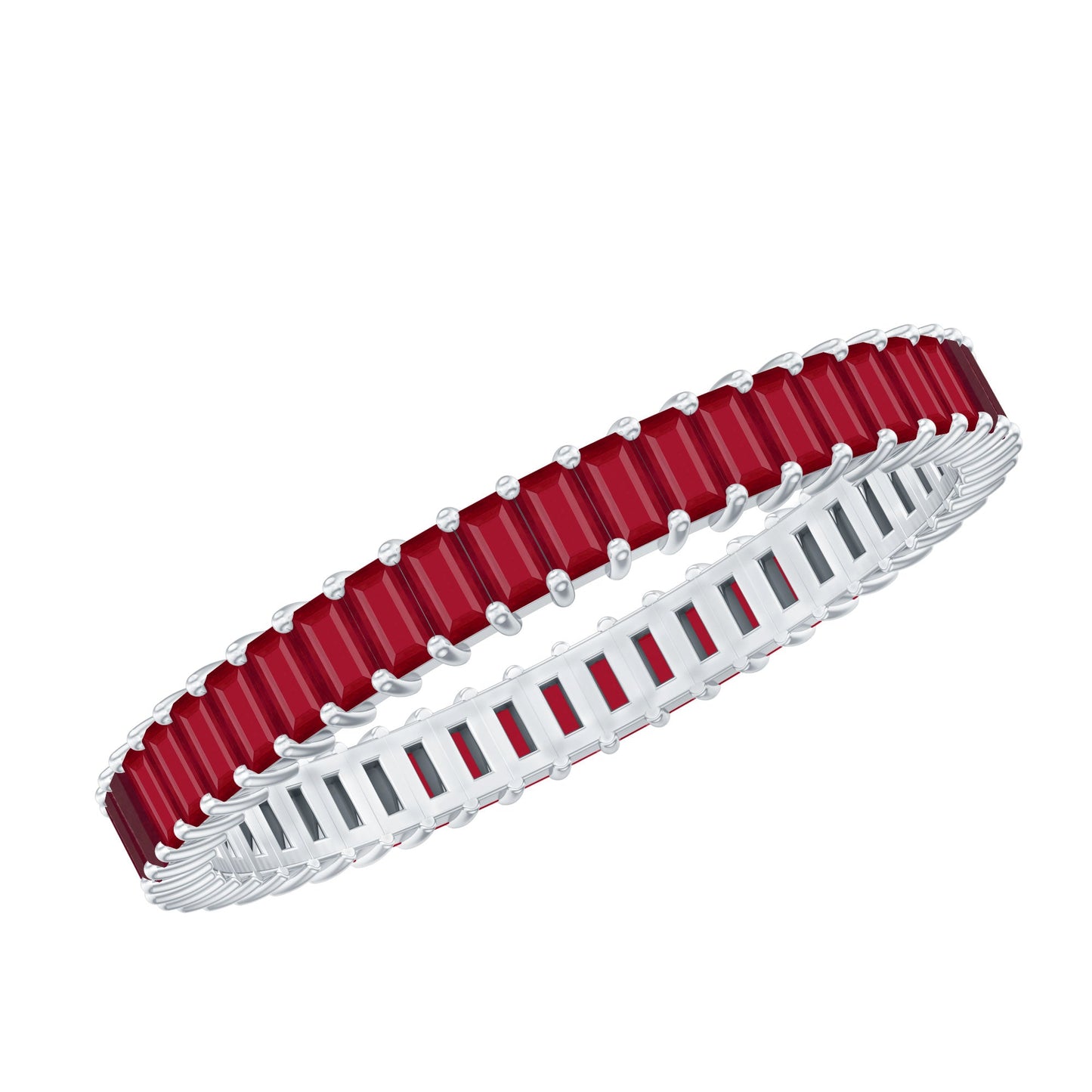 Real Baguette Ruby Full Eternity Ring for Women