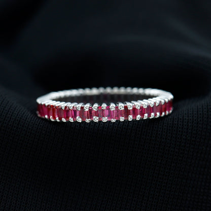 Real Baguette Ruby Full Eternity Ring for Women