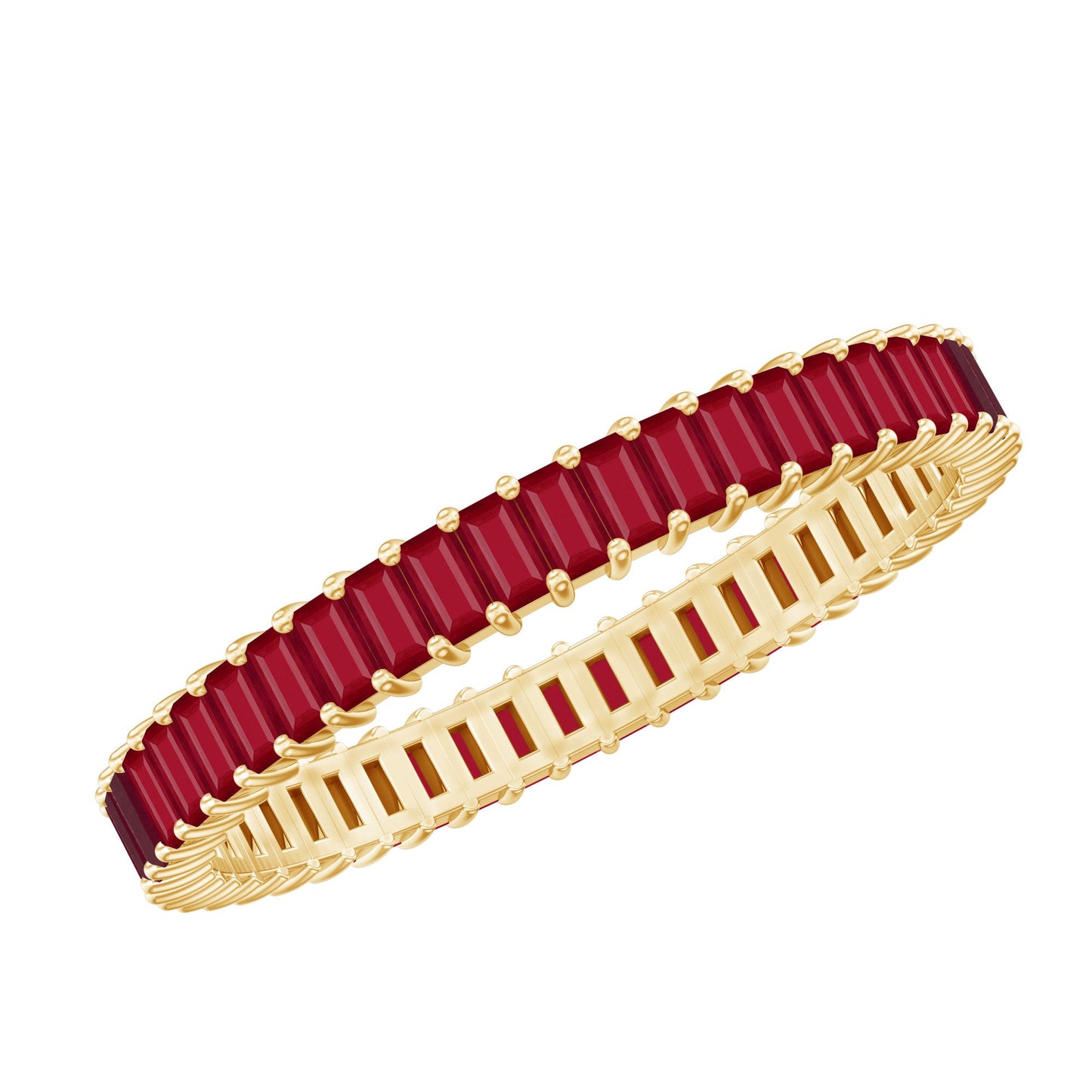 Real Baguette Ruby Full Eternity Ring for Women
