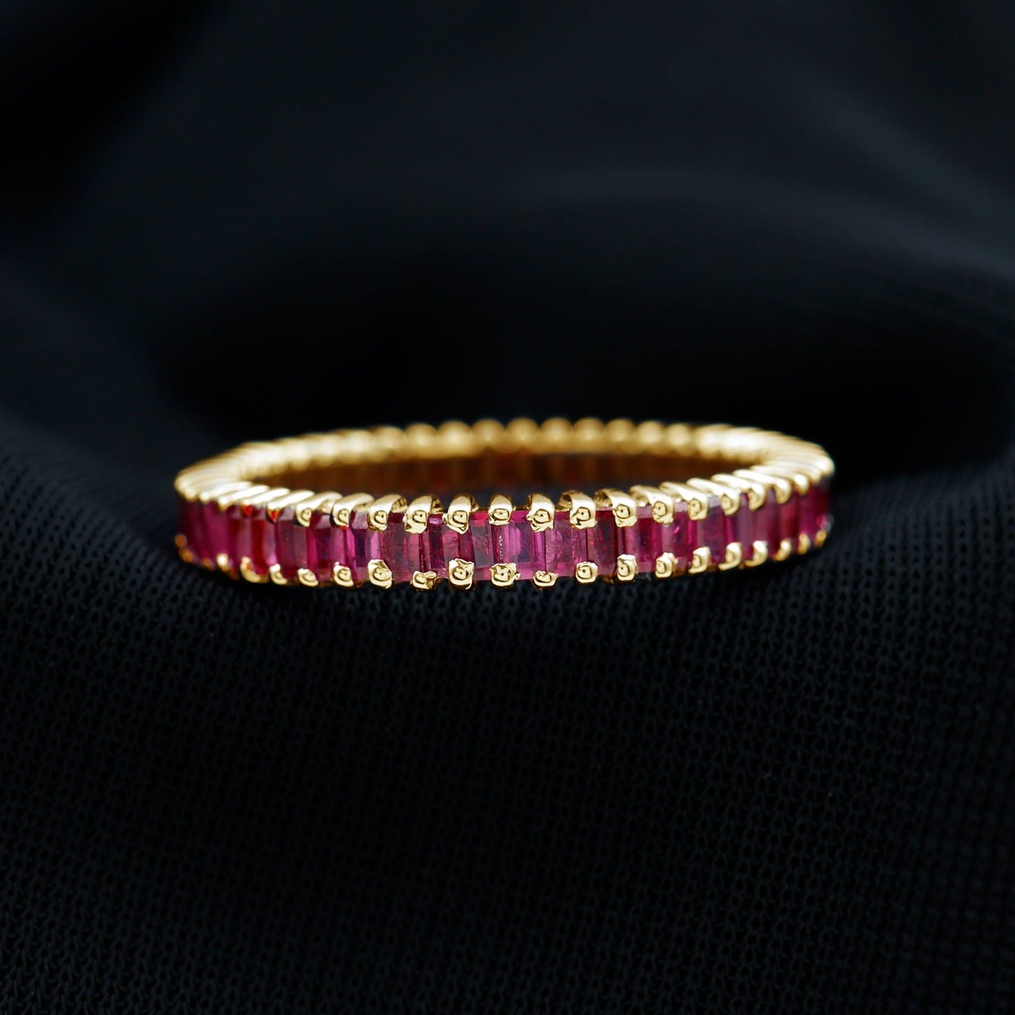 Real Baguette Ruby Full Eternity Ring for Women