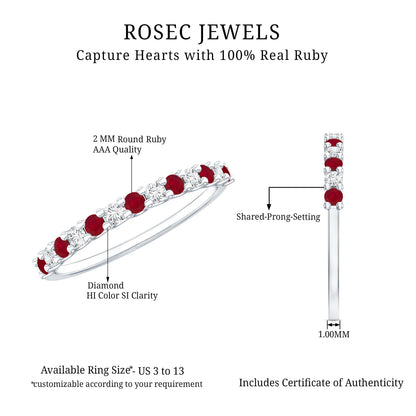 Natural Ruby Diamond Stackable Eternity Ring