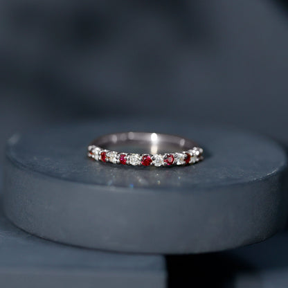 Natural Ruby Diamond Stackable Eternity Ring