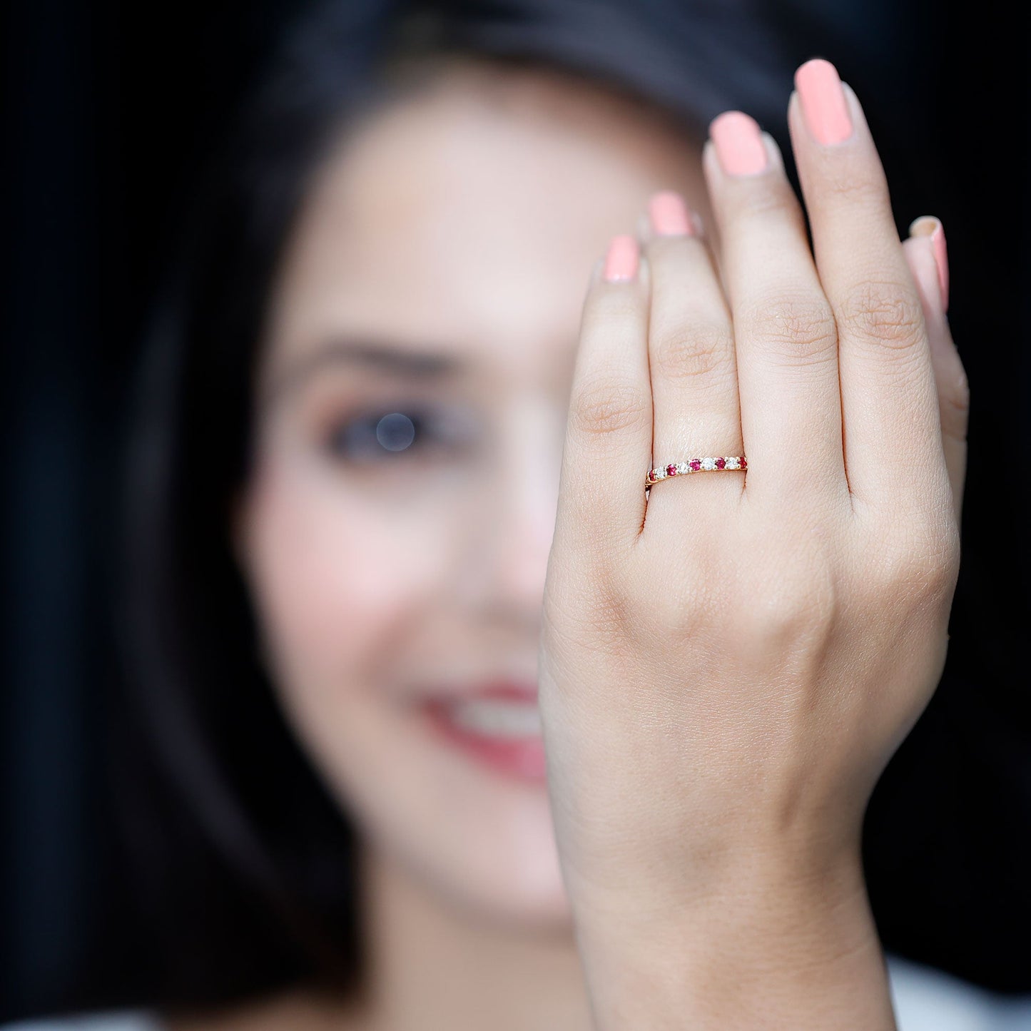 Natural Ruby Diamond Stackable Eternity Ring