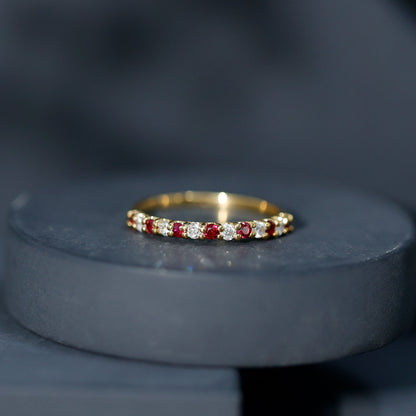 Natural Ruby Diamond Stackable Eternity Ring
