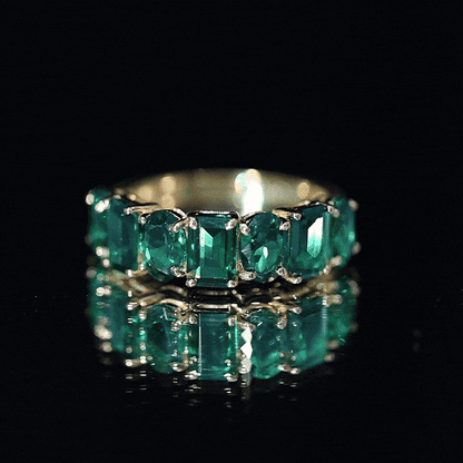 Certified Lab Grown Emerald Wedding Anniversary Band