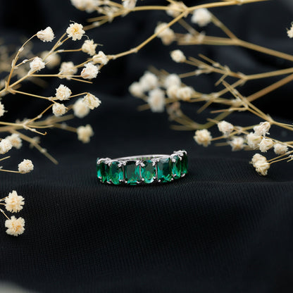 Certified Lab Grown Emerald Wedding Anniversary Band