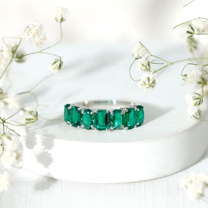 Certified Lab Grown Emerald Wedding Anniversary Band