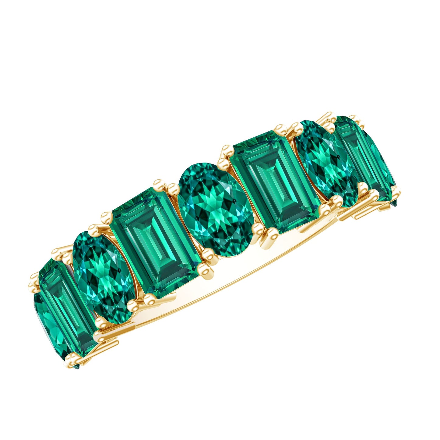 Certified Lab Grown Emerald Wedding Anniversary Band