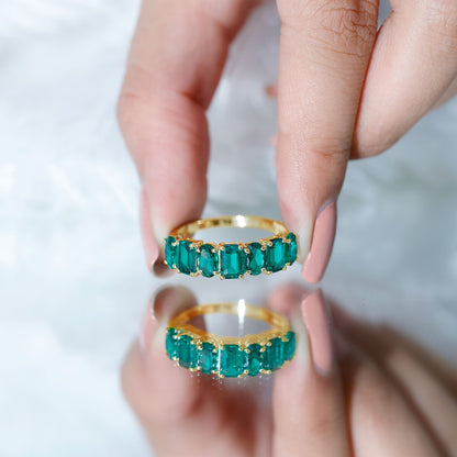 Certified Lab Grown Emerald Wedding Anniversary Band