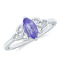 Real Marquise Tanzanite Diamond Engagement Ring with Celtic Knot