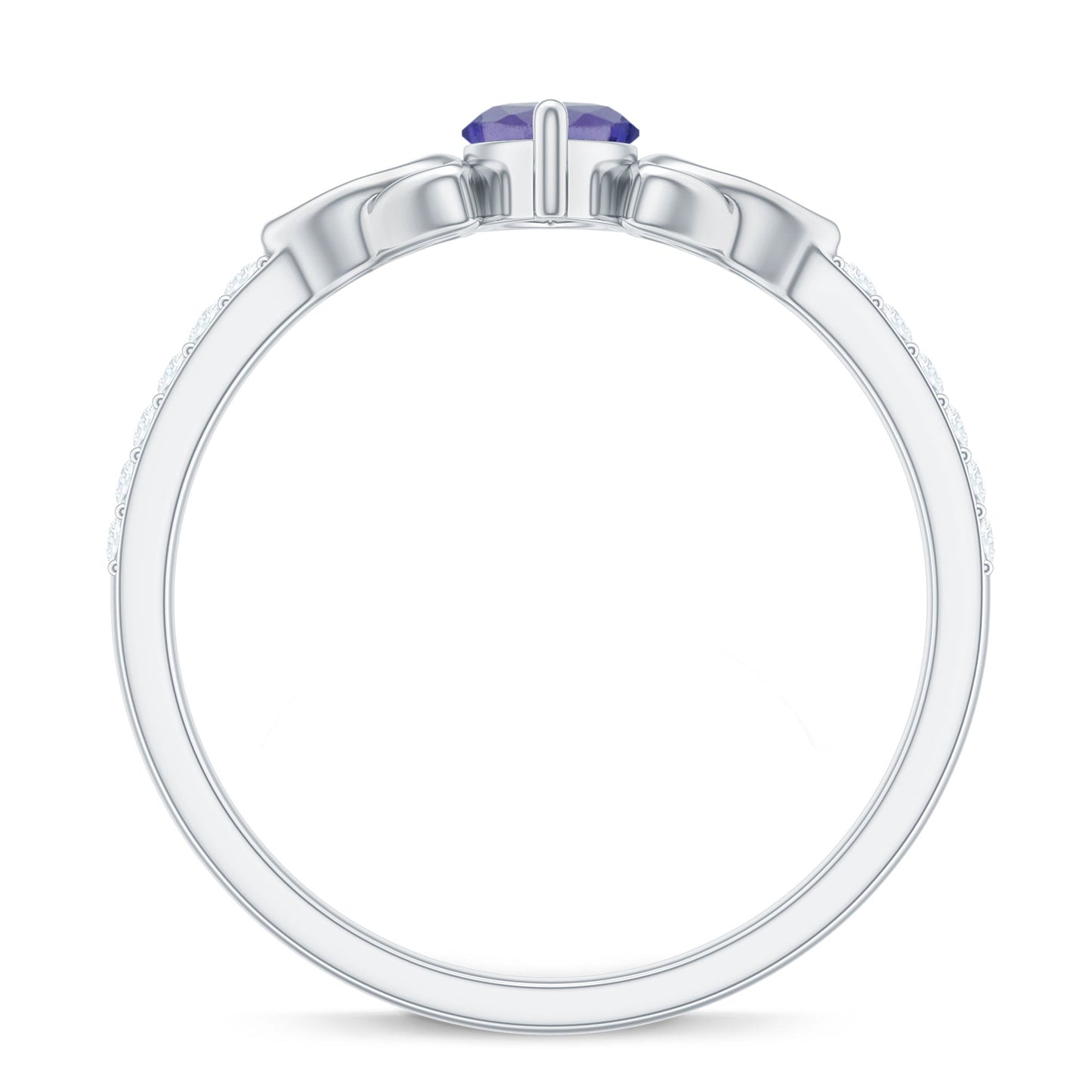 Real Marquise Tanzanite Diamond Engagement Ring with Celtic Knot