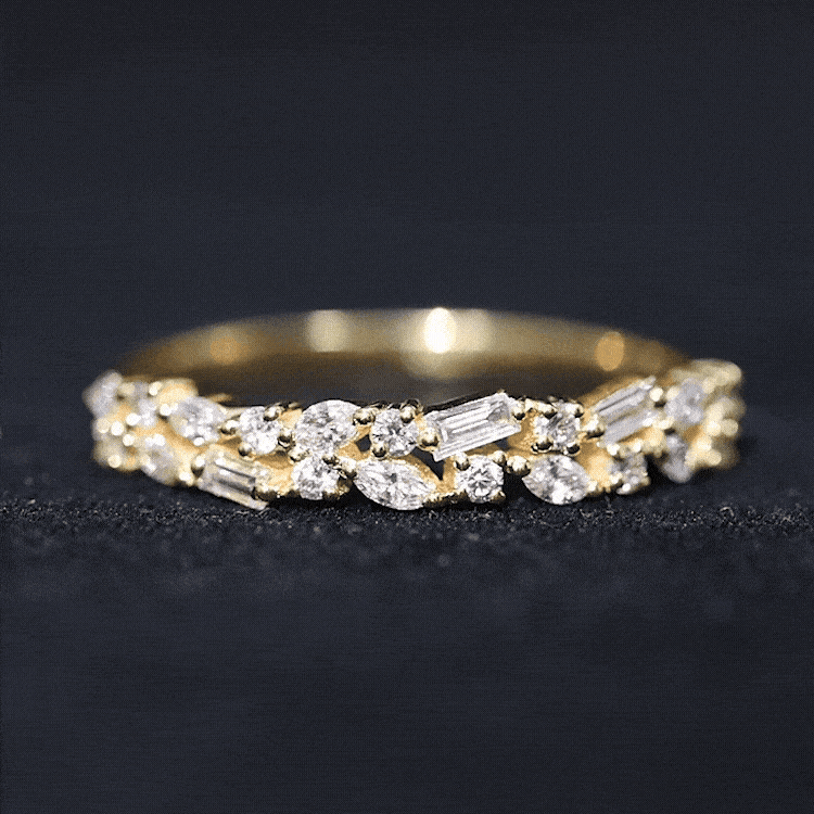 Unique Moissanite Half Eternity Band Ring for Women