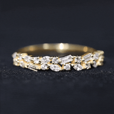 Unique Moissanite Half Eternity Band Ring for Women
