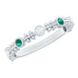 Lab Grown Emerald Diamond Half Eternity Ring with Beaded Detailing