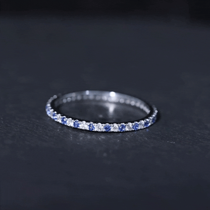 Certified Lab Grown Blue Sapphire Eternity Ring with Diamond