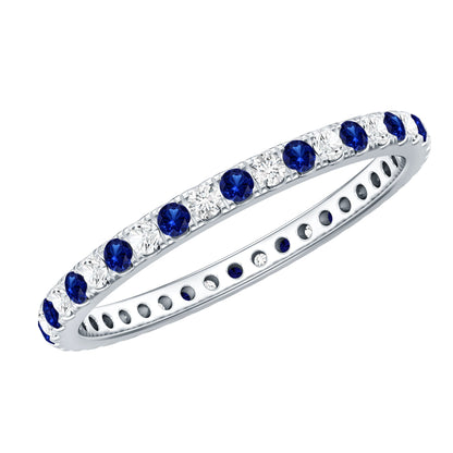 Certified Lab Grown Blue Sapphire Eternity Ring with Diamond