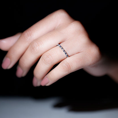 Certified Lab Grown Blue Sapphire Eternity Ring with Diamond