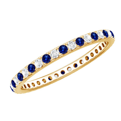 Certified Lab Grown Blue Sapphire Eternity Ring with Diamond