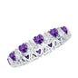 Certified Natural Amethyst Heart Eternity Ring with Moissanite