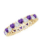 Certified Natural Amethyst Heart Eternity Ring with Moissanite