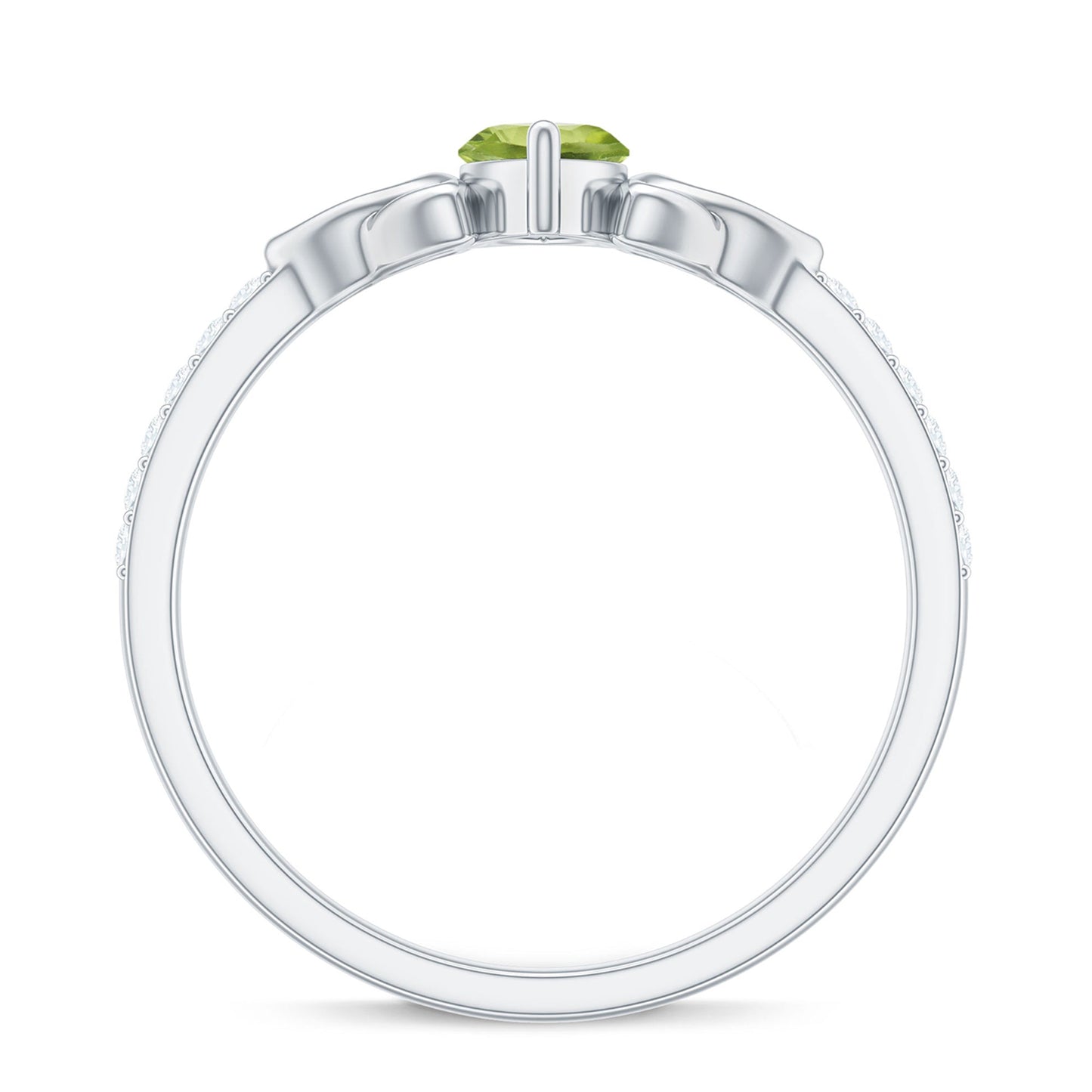Natural 0.7 Carat Peridot Diamond Marquise Engagement Ring with Celtic Knot