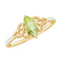 Natural 0.7 Carat Peridot Diamond Marquise Engagement Ring with Celtic Knot