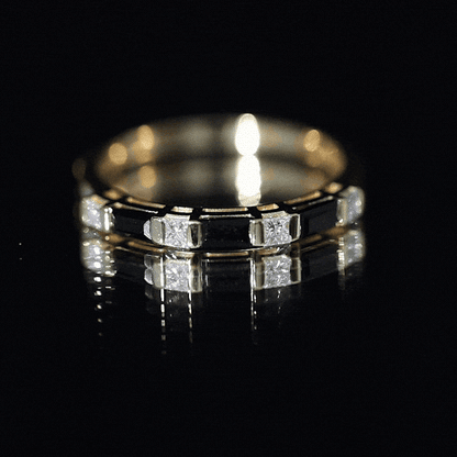 Bar Set Black Onyx and Diamond Half Eternity Wedding Band