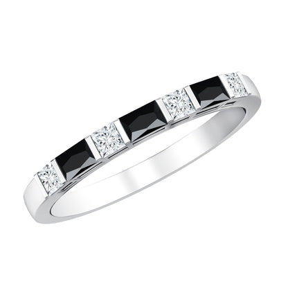 Bar Set Black Onyx and Diamond Half Eternity Wedding Band