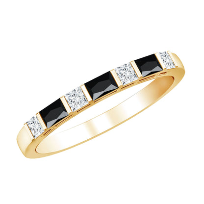 Bar Set Black Onyx and Diamond Half Eternity Wedding Band