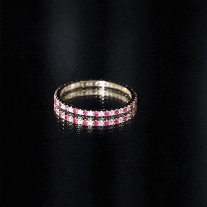 Real Ruby Full Eternity Stackable Ring with Lab Grown Diamond