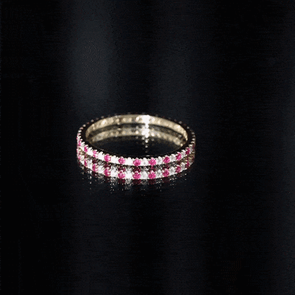 Real Ruby Full Eternity Stackable Ring with Lab Grown Diamond