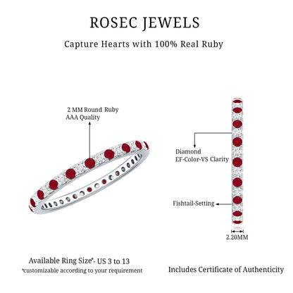 Real Ruby Full Eternity Stackable Ring with Lab Grown Diamond