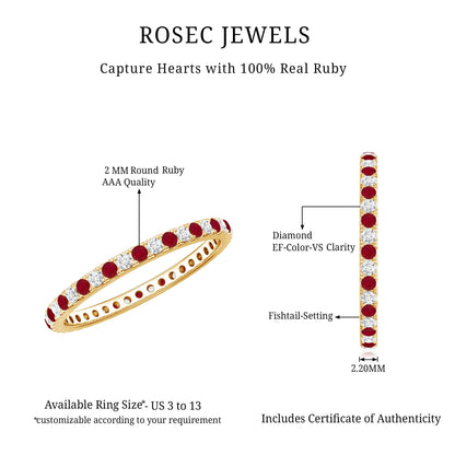 Real Ruby Full Eternity Stackable Ring with Lab Grown Diamond
