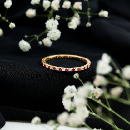 Real Ruby Full Eternity Stackable Ring with Lab Grown Diamond