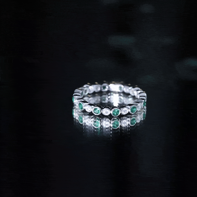 Alternating Set Lab Emerald and Moissanite Full Eternity Ring