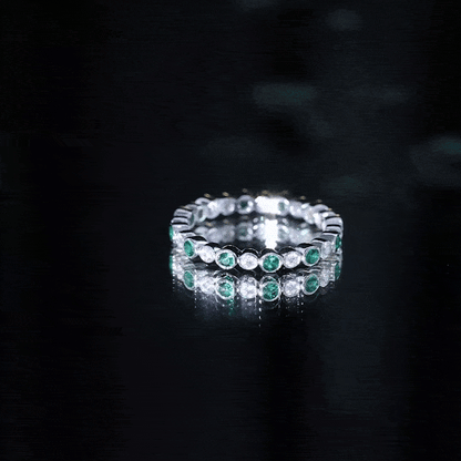 Alternating Set Lab Emerald and Moissanite Full Eternity Ring