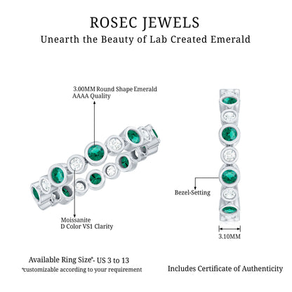 Alternating Set Lab Emerald and Moissanite Full Eternity Ring