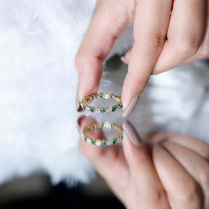 Alternating Set Lab Emerald and Moissanite Full Eternity Ring