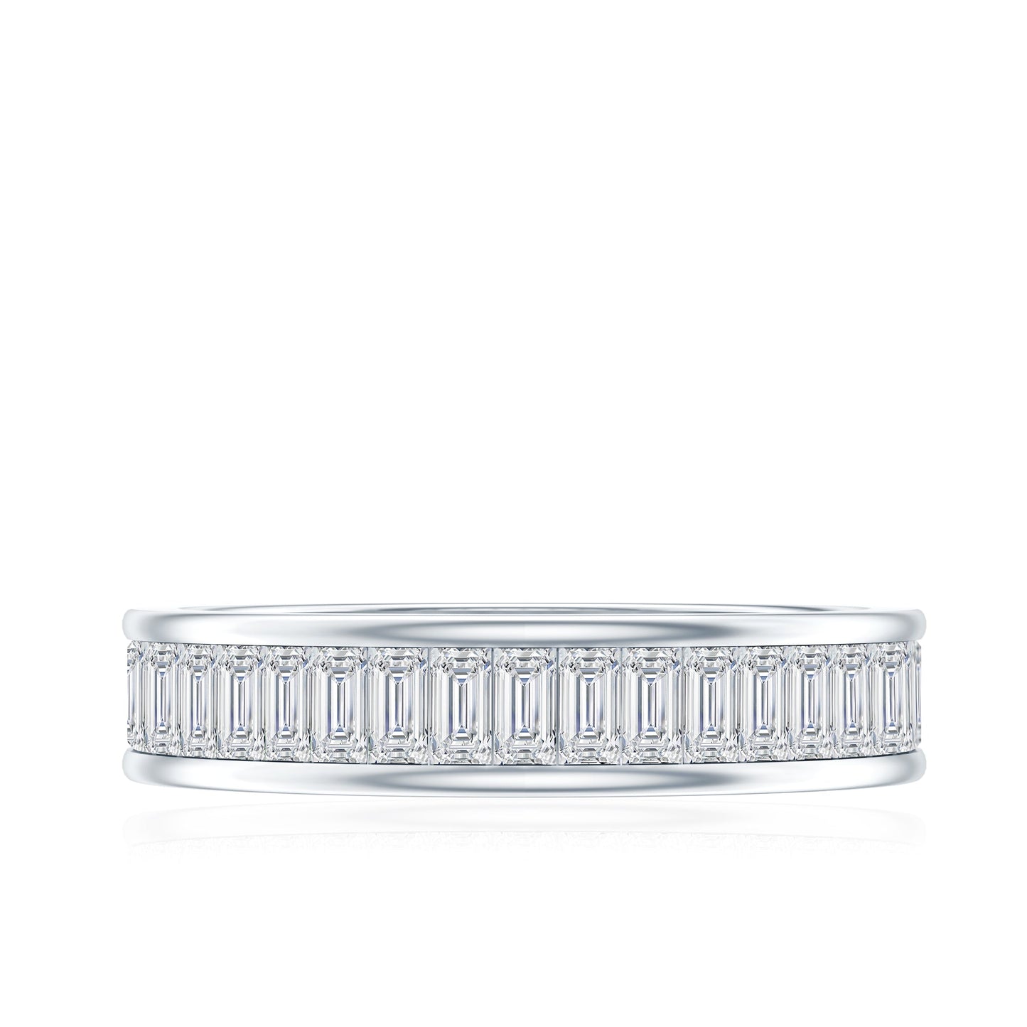 Baguette Cut Moissanite Wedding Band in Channel Setting