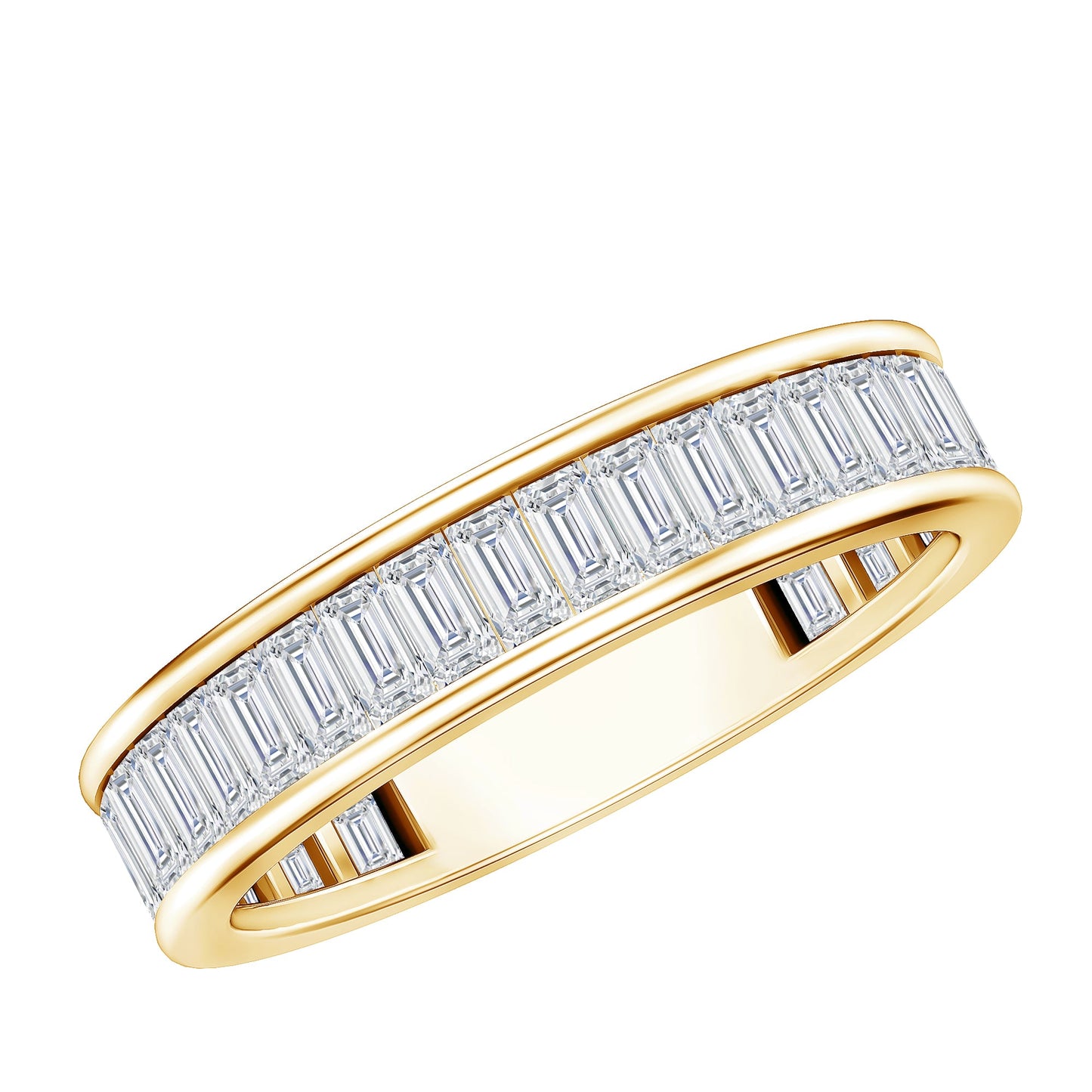 Baguette Cut Moissanite Wedding Band in Channel Setting