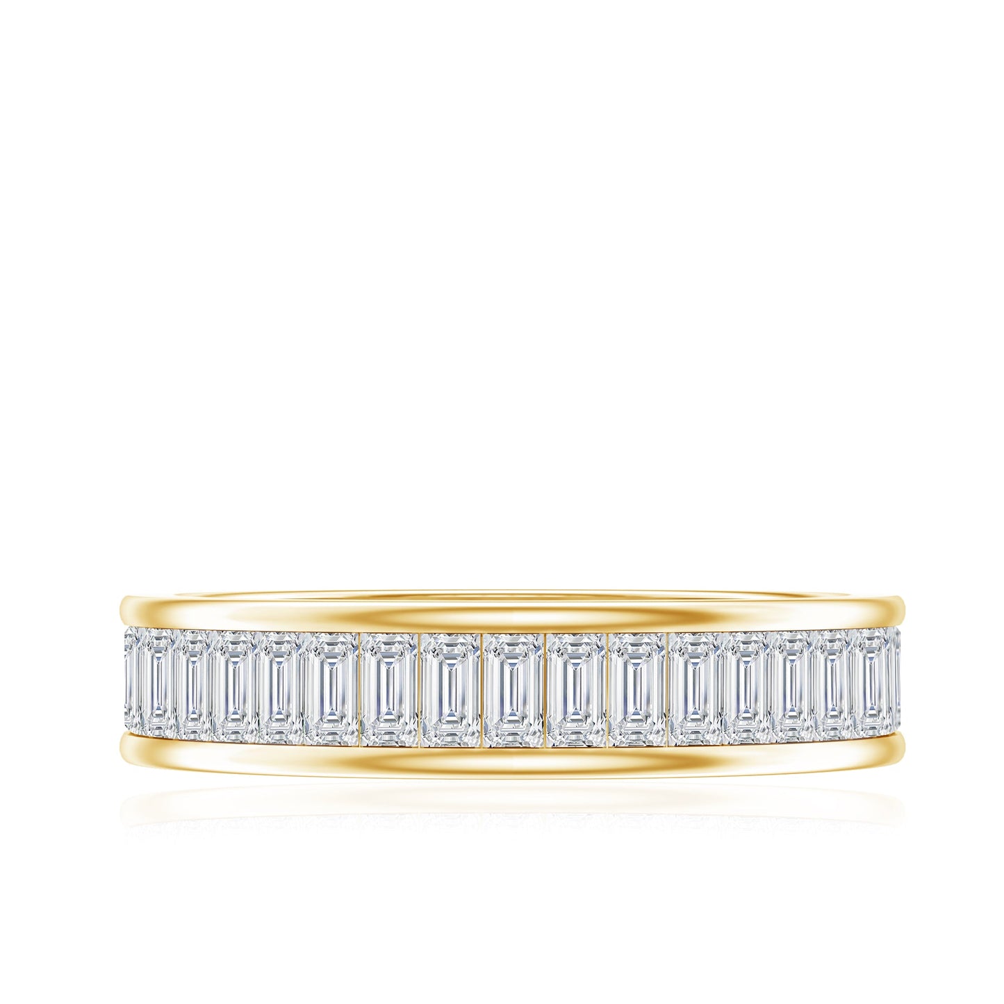 Baguette Cut Moissanite Wedding Band in Channel Setting