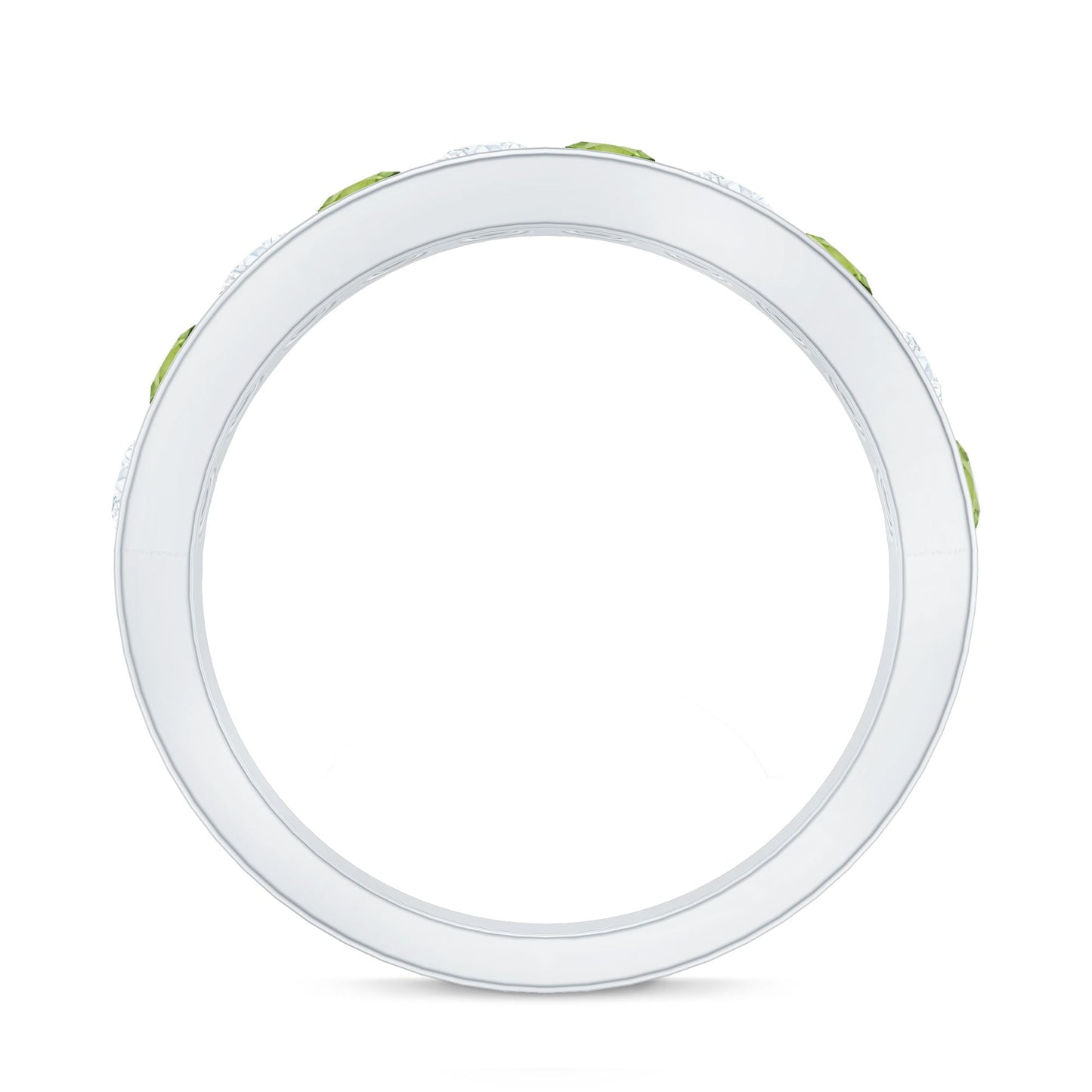 Channel Set Peridot and Diamond Half Eternity Ring for Women