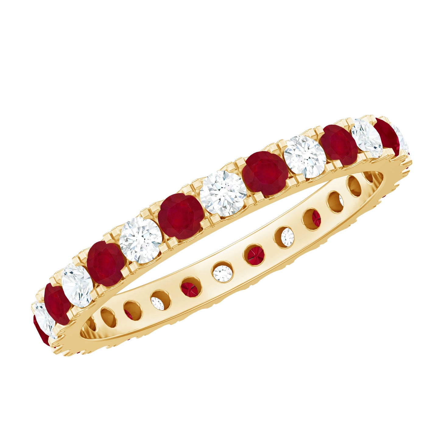 Natural Ruby Eternity Ring with Diamond for Women