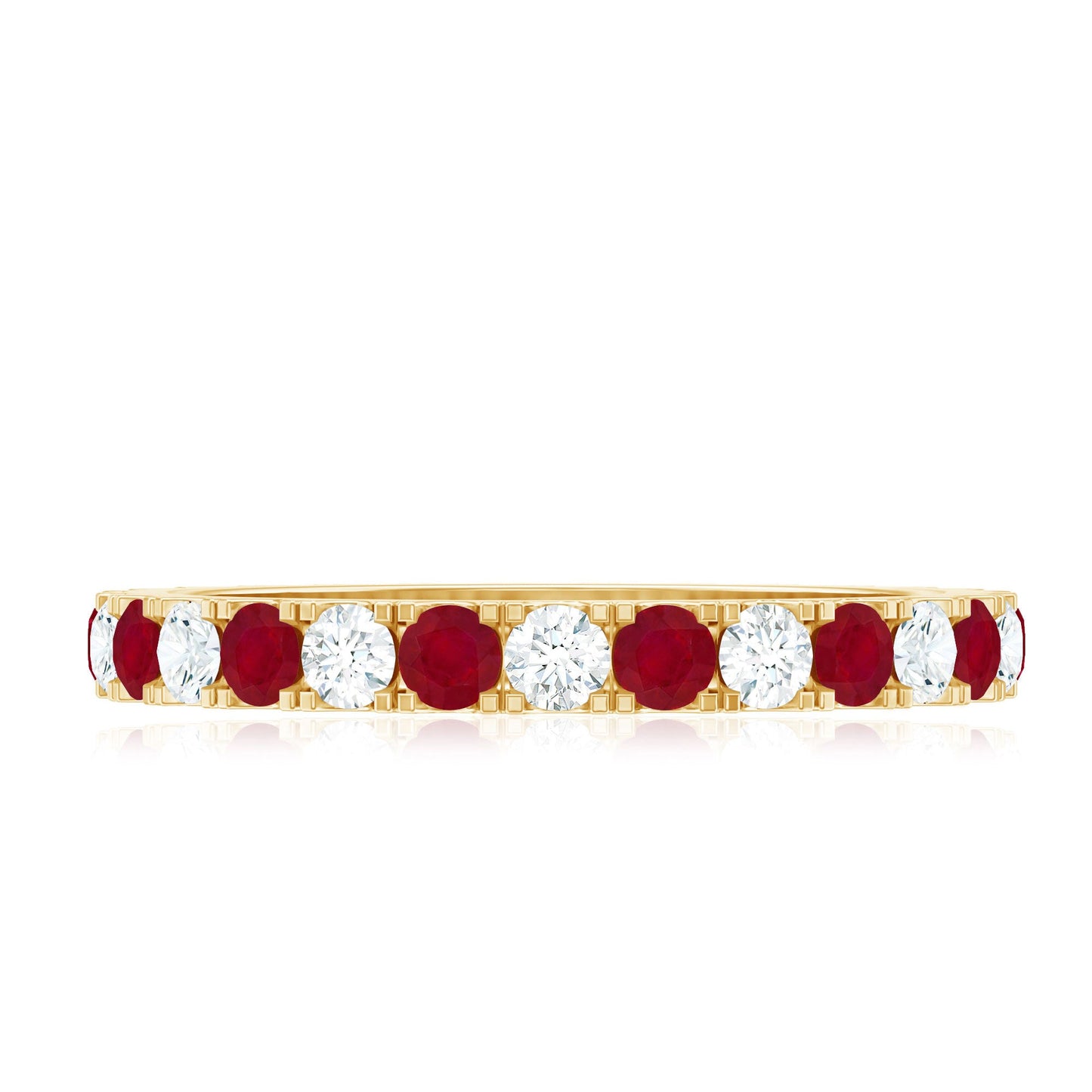 Natural Ruby Eternity Ring with Diamond for Women