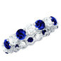Certified Round Lab Grown Blue Sapphire Eternity Band Ring with Moissanite