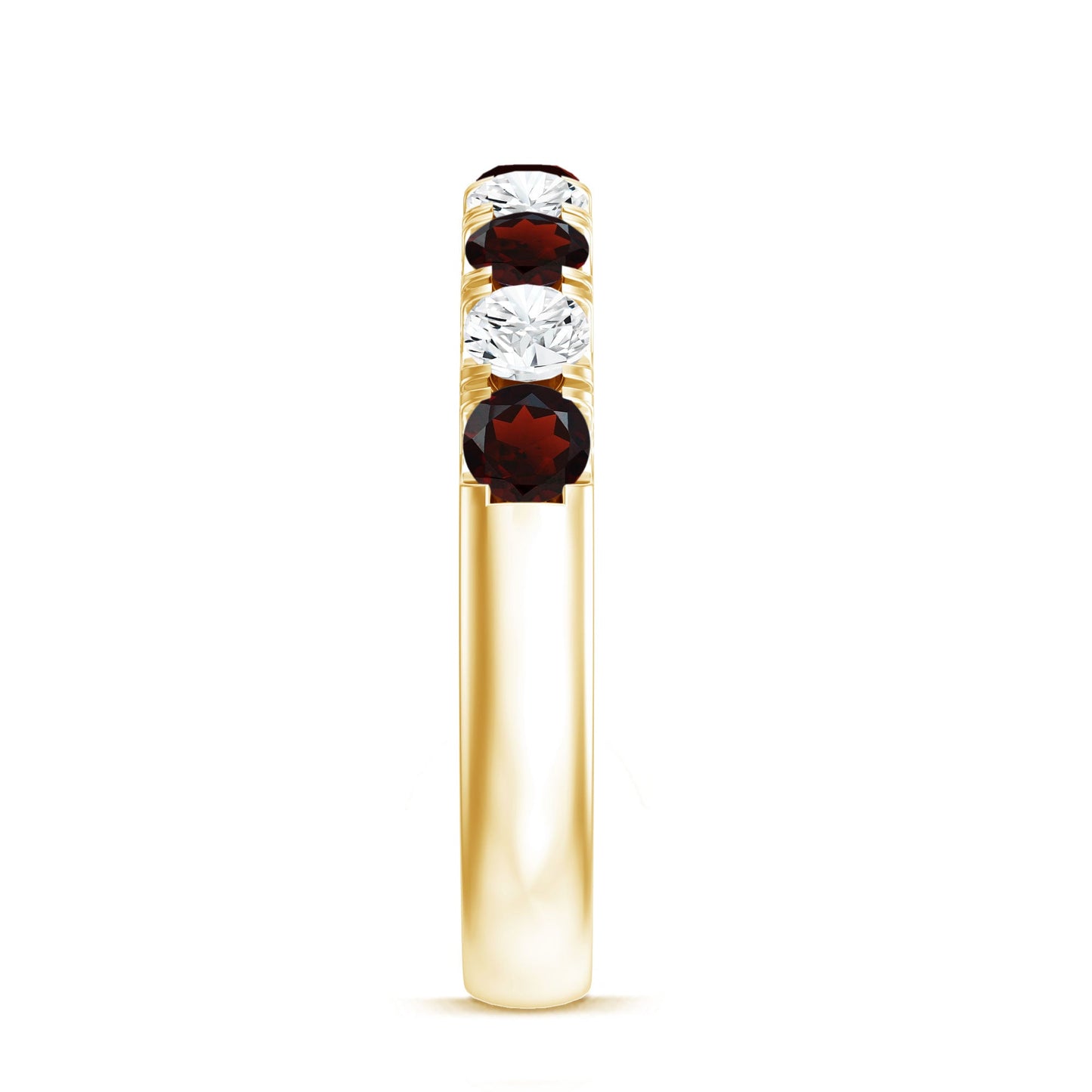 Genuine Garnet Diamond Half Eternity Wedding Ring