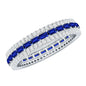 Baguette Cut Lab Grown Blue Sapphire and Moissanite Wedding Band